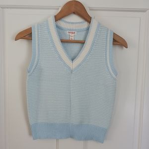 Cat & Jack gils sweatervest blue and White sleeveless size XS (4-5)